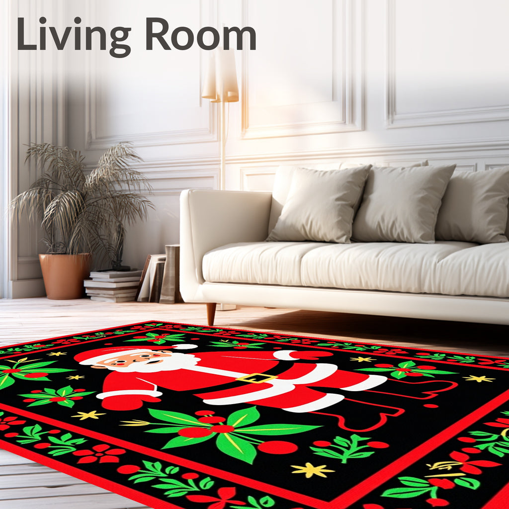 Festive Santa Claus Folklore Garland Rug