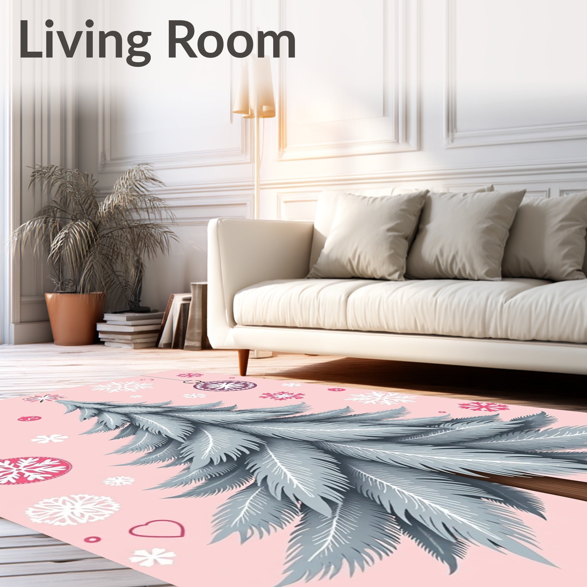 Pink Snowflake Christmas Tree Ornament Rug