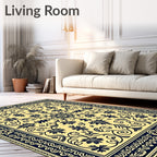 Traditional Yellow Blue Floral Center Medallion Rug