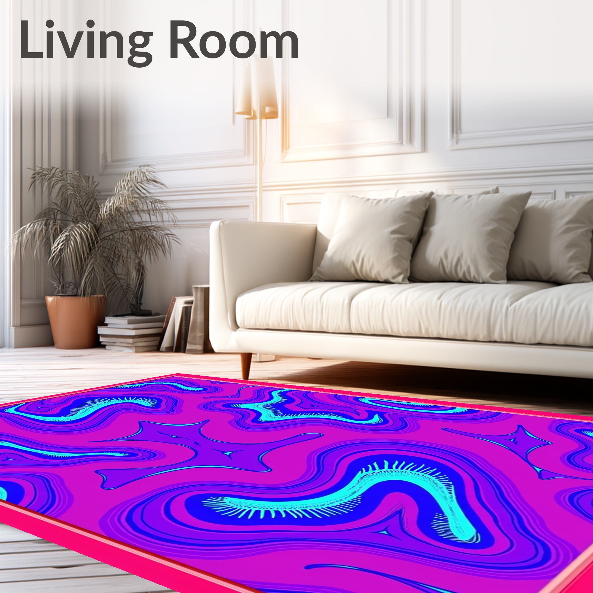 Vivid Amethyst Aqua Swirls Rug
