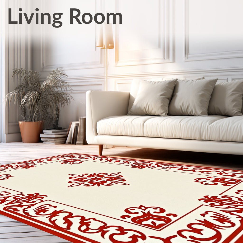Crimson Elaborate Corner Medallion Rug