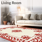 Crimson Elaborate Corner Medallion Rug