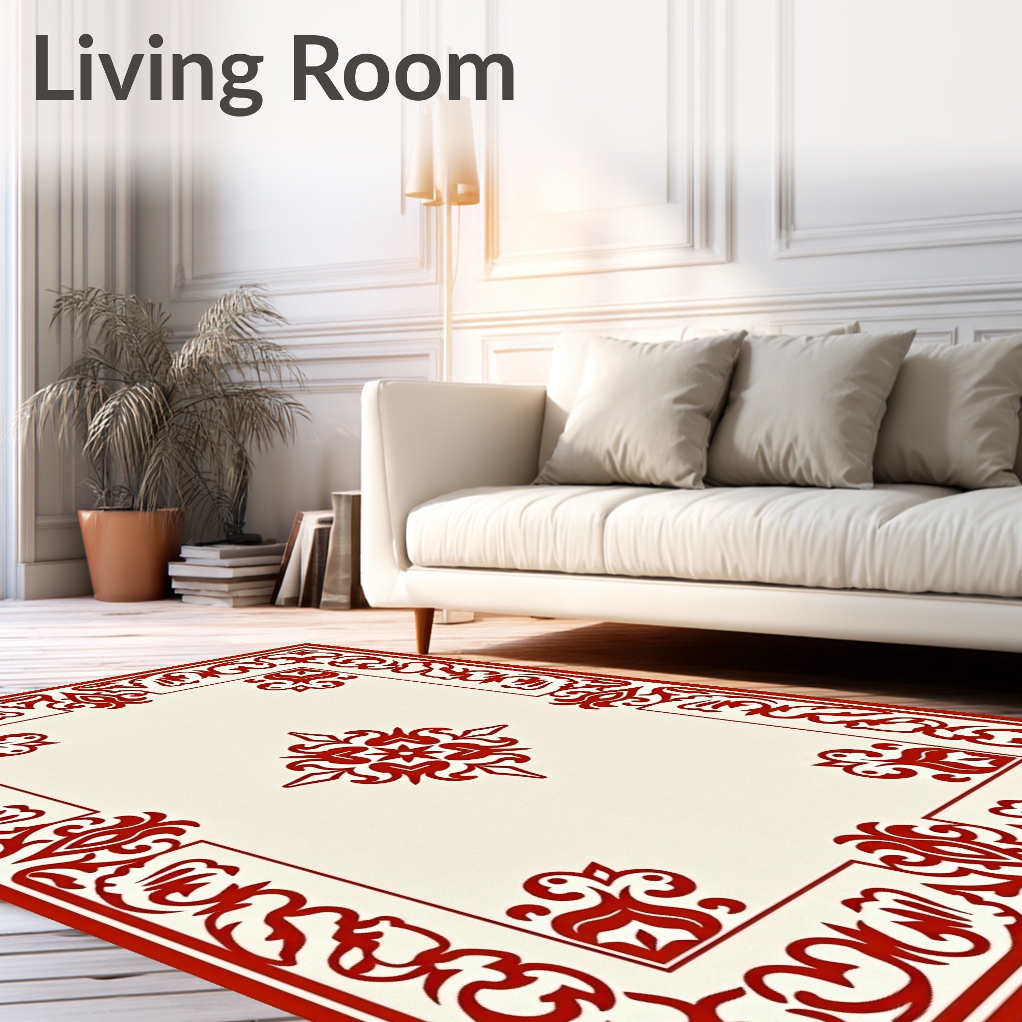 Crimson Elaborate Corner Medallion Rug