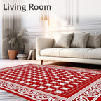 Crimson White Scrollwork Medallion Rug