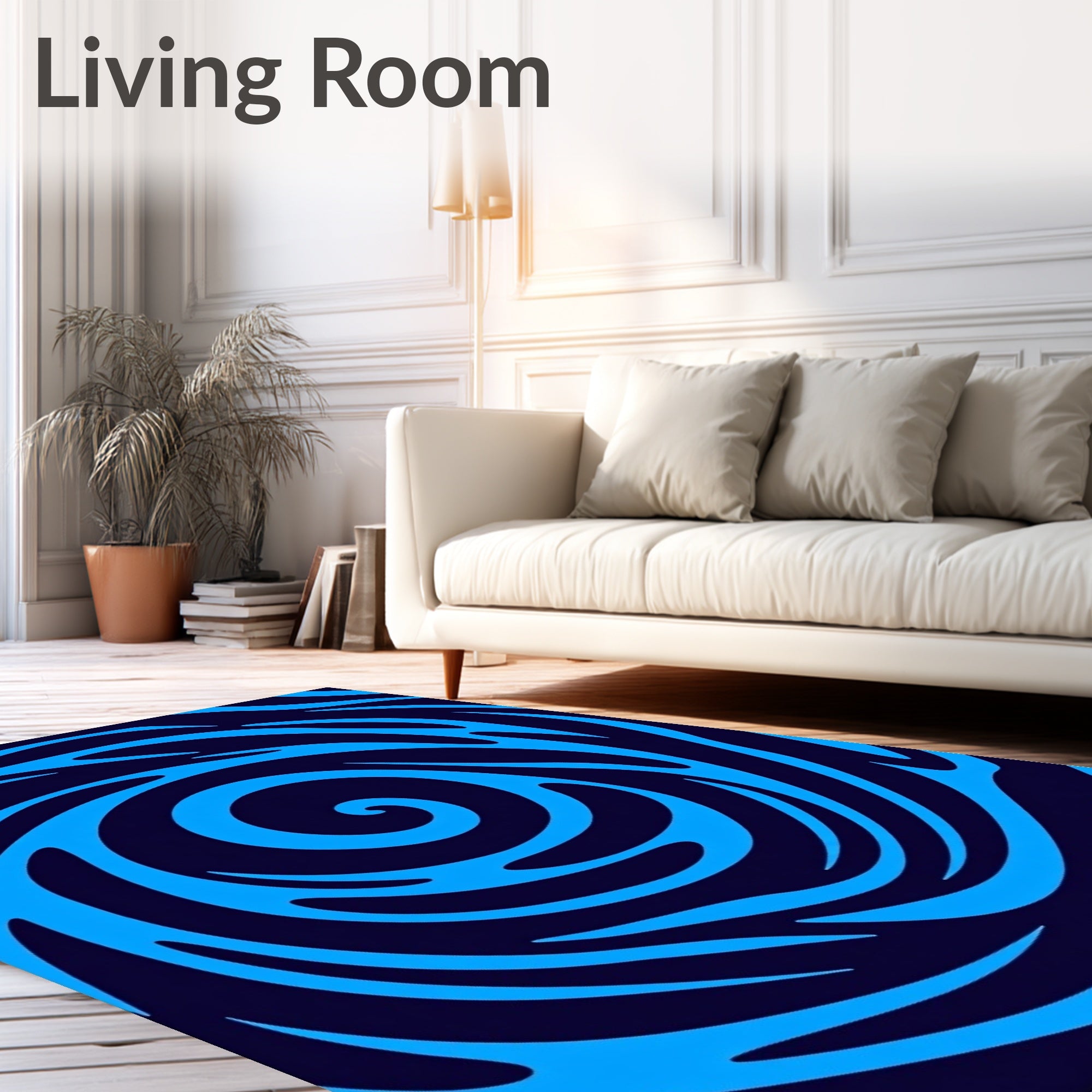 Deep Blue Swirling Vortex Rug