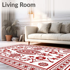 Crimson Floral Medallion Lattice Rug