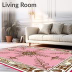Pink Floral Sunburst Medallion Border Rug
