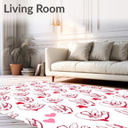 Red Blooming Cherry Blossom Hearts Rug