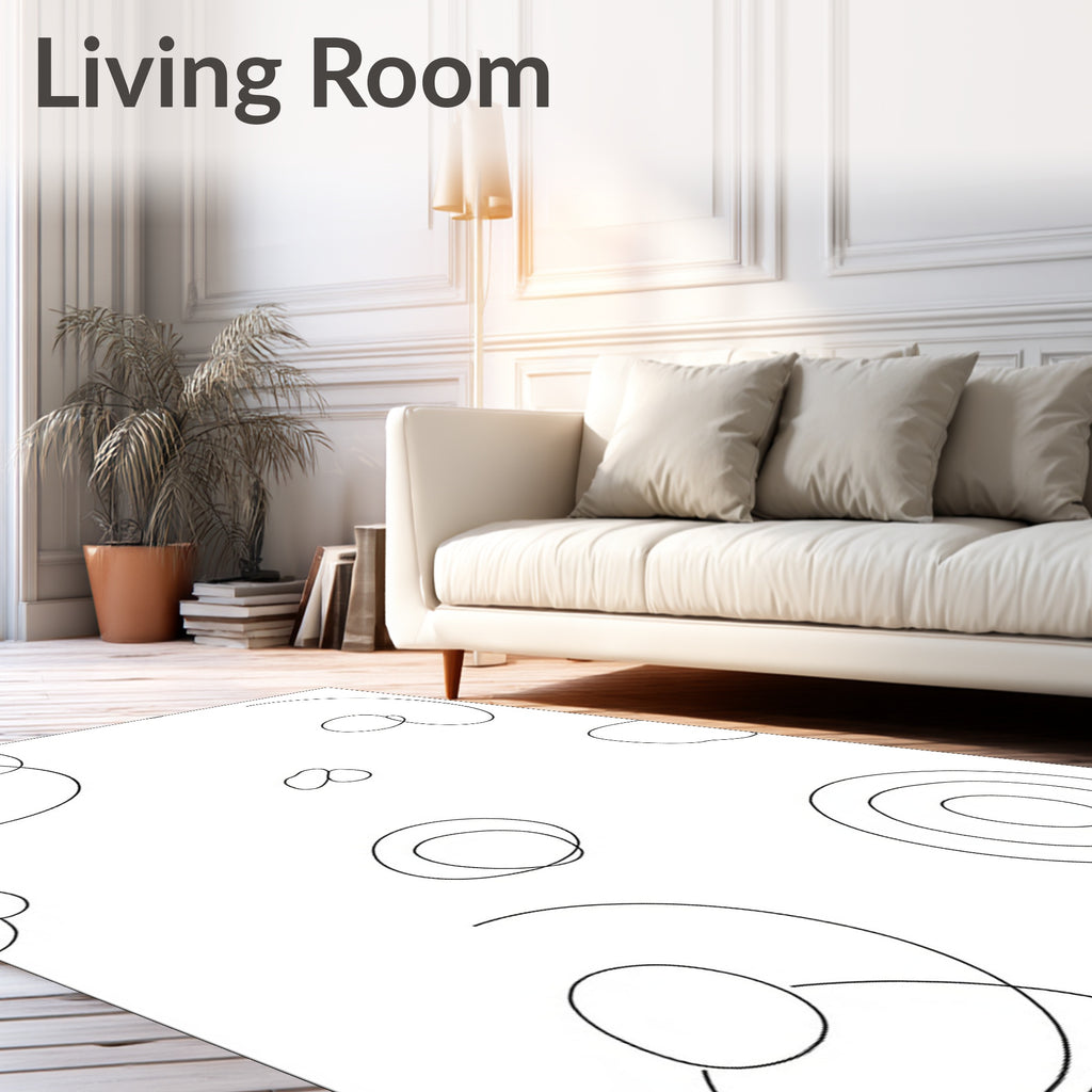 Abstract White Swirling Circles Harmony Rug