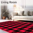 Vibrant Crimson Black Gingham Square Rug