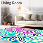 Vibrant Teal Purple Swirls Harmony Rug