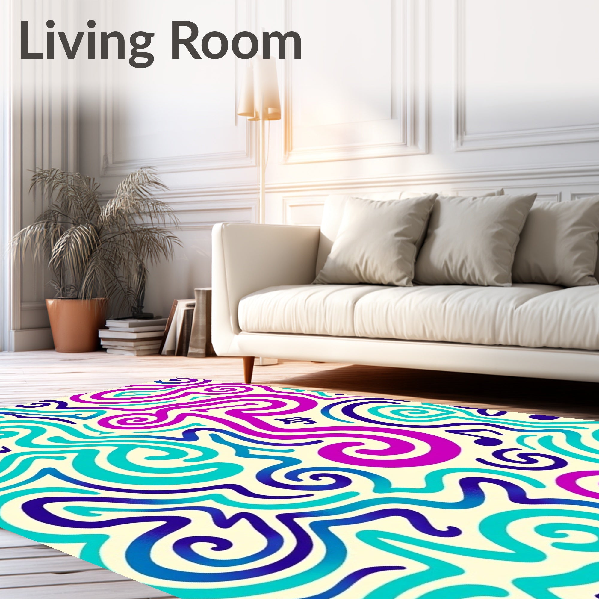 Vibrant Teal Purple Swirls Harmony Rug