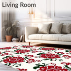 Crimson Floral Vine Repeating Rug