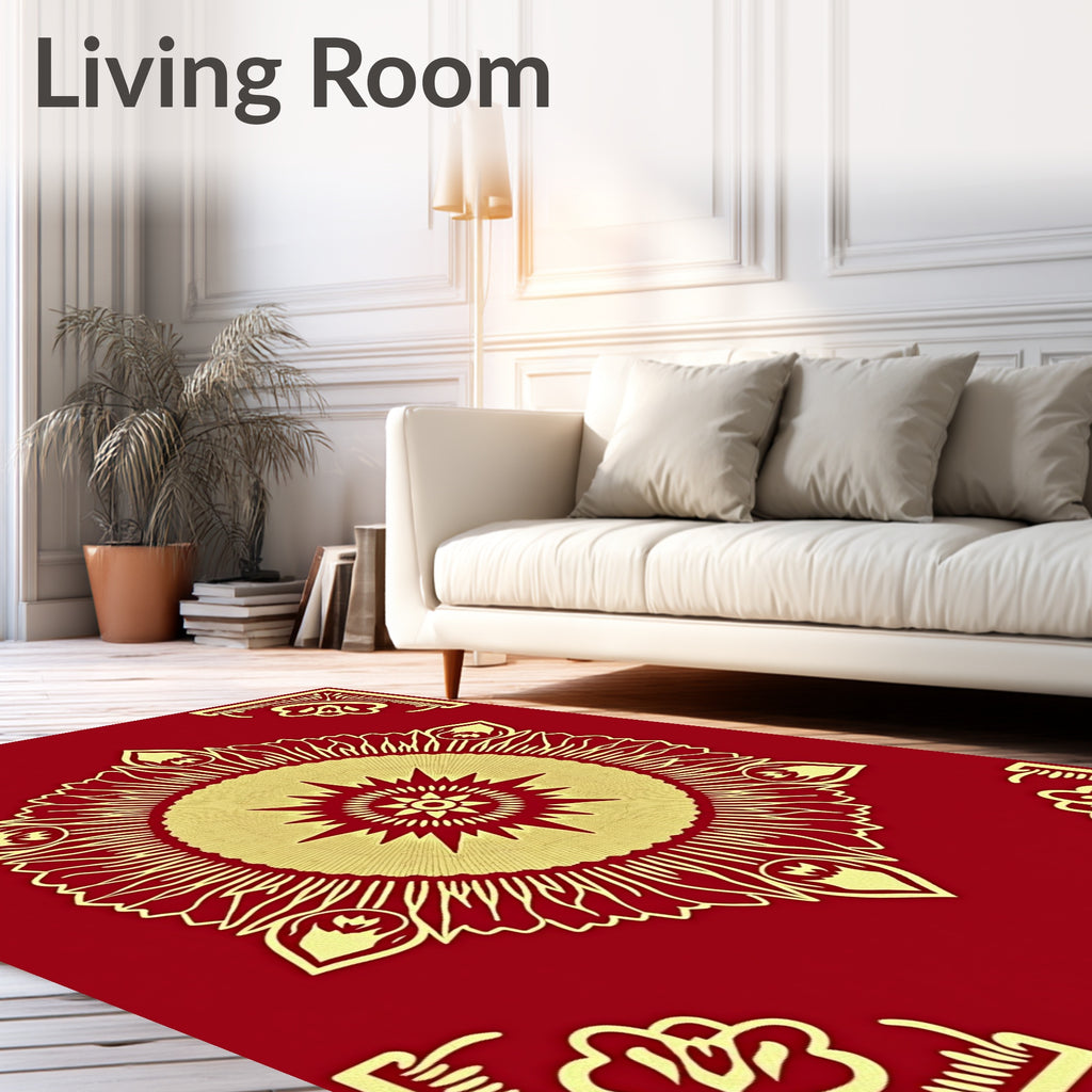 Crimson Gold Radial Medallion Rug