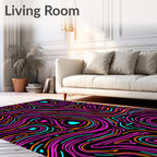 Retro Neon Swirl Topographic Rug