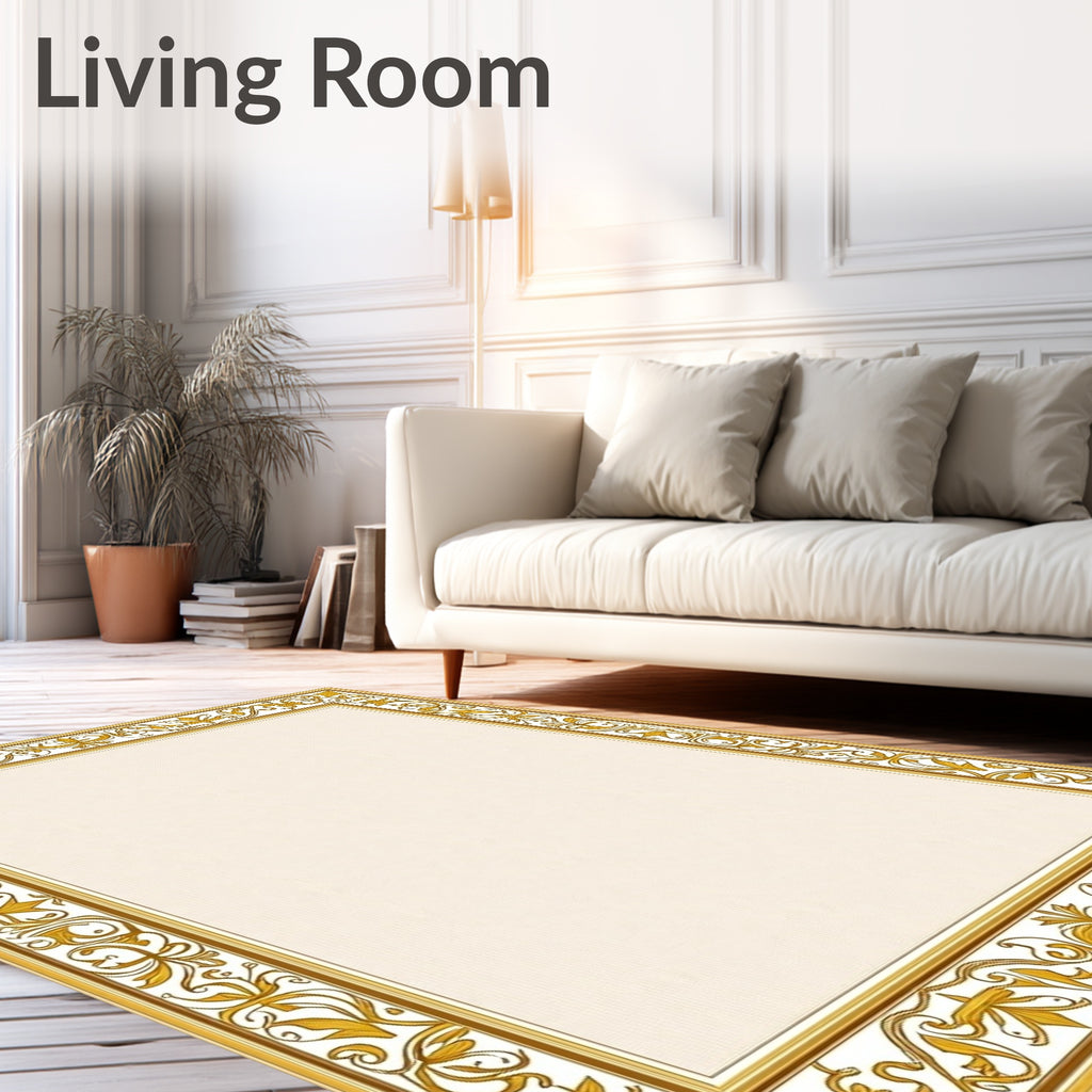 Golden Flourish Border Rug
