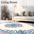 Blue Floral Medallion Border Rug