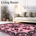 Pink Crimson Floral Medallion Mandala Rug