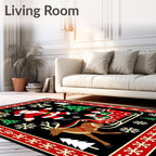 Whimsical Santa Claus Christmas Scene Rug