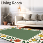 Yellow Orange Floral Vine Border Rug