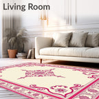Crimson Stylized Floral Centerpiece Rug