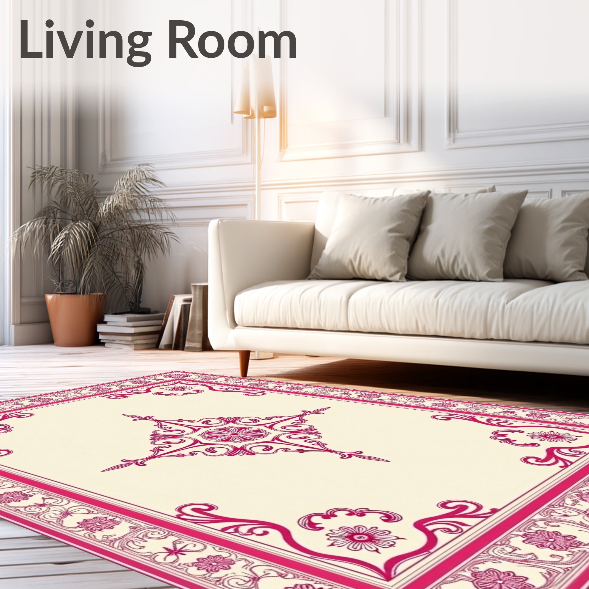 Crimson Stylized Floral Centerpiece Rug