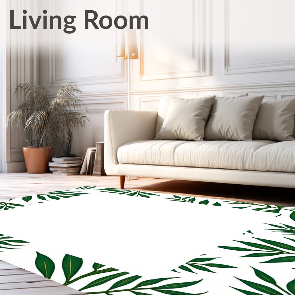 Emerald Tropical Palm Border Rug