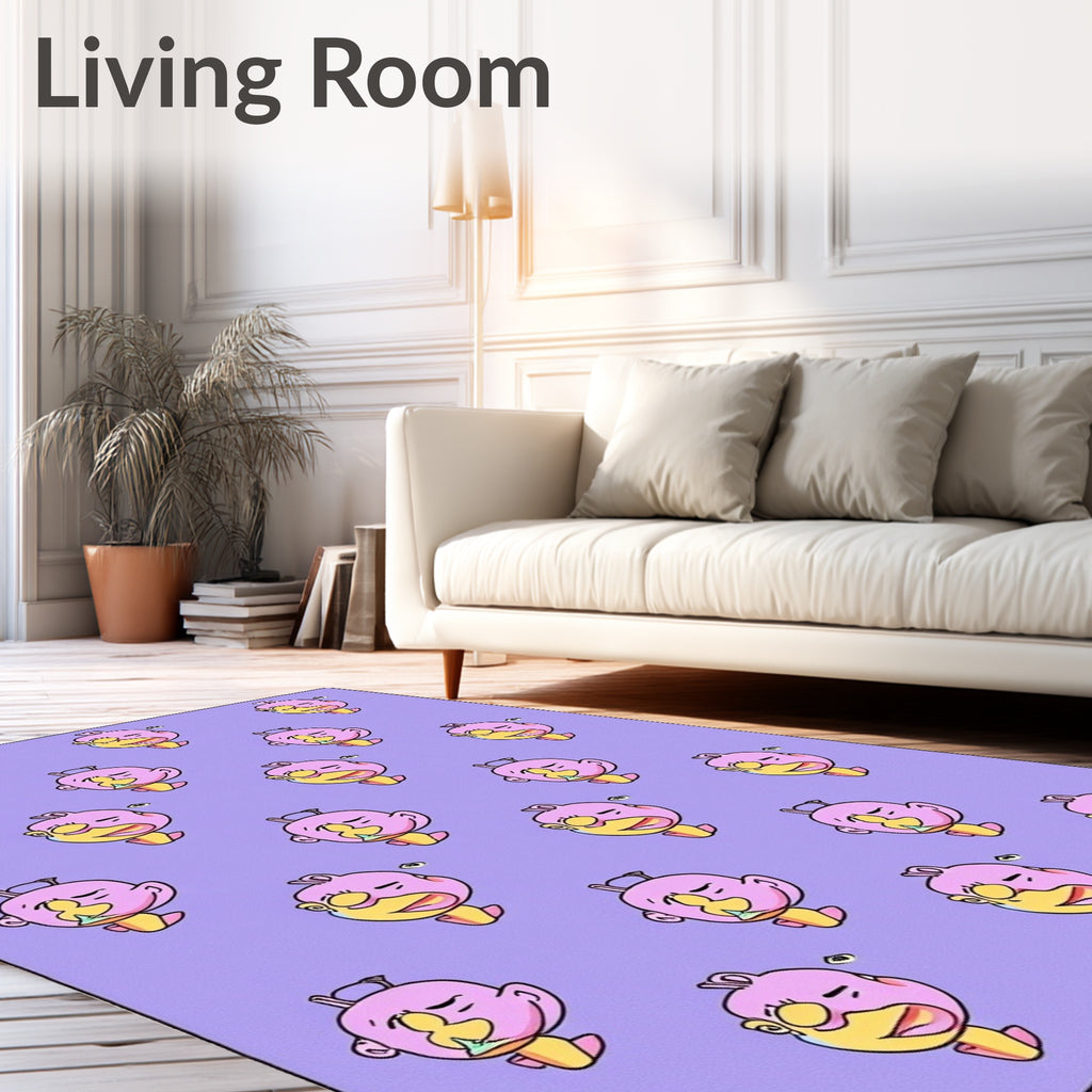 Playful Pink Yellow Cartoon Face Repeat Rug