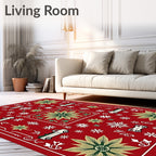 Red Flower Truck Snowflake Medley Rug