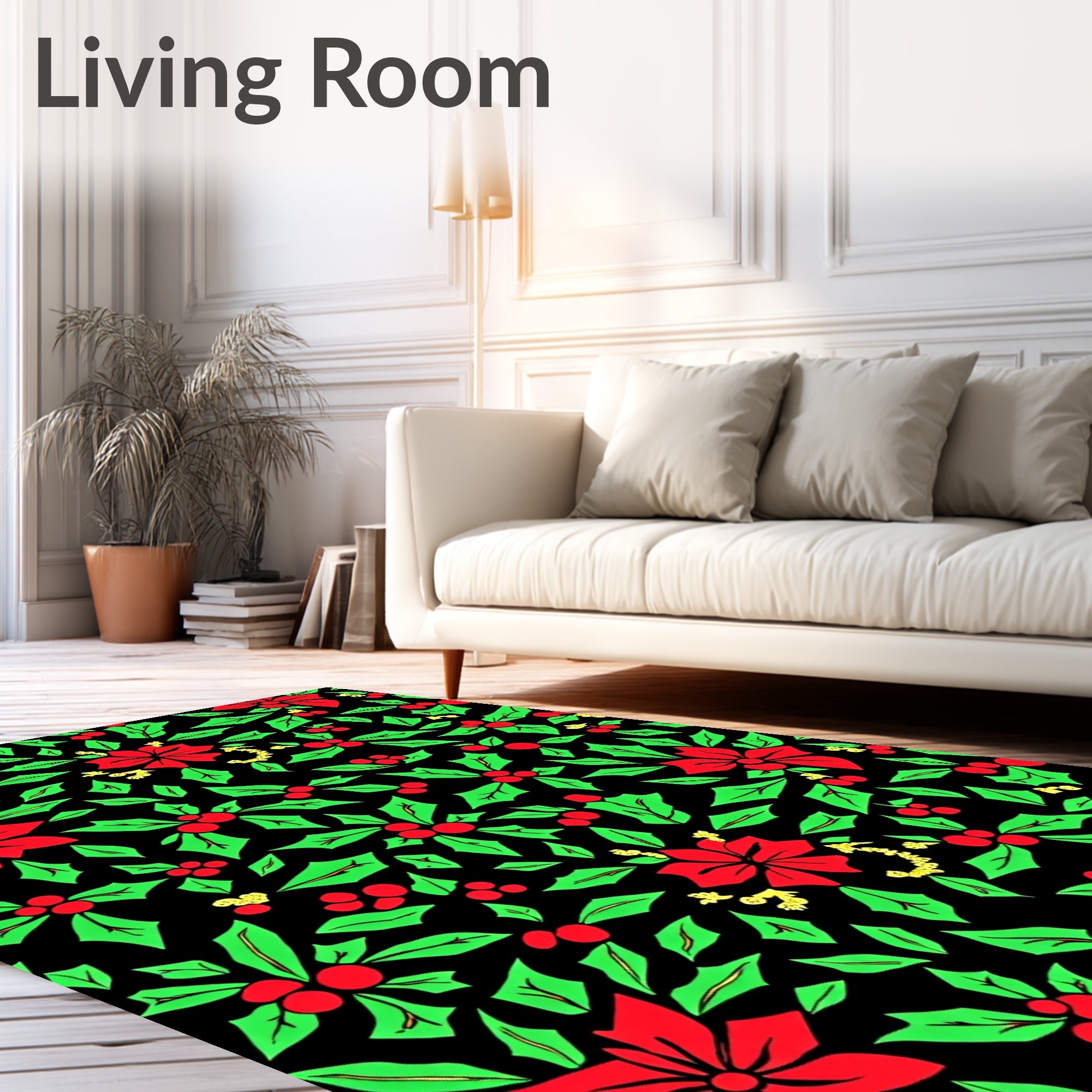 Classic Red Holly Berry Wreath Rug