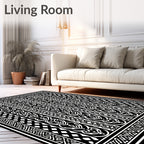 Black White Celtic Knot Border Rug