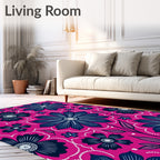 Bold Navy Floral Medallion Fusion Rug