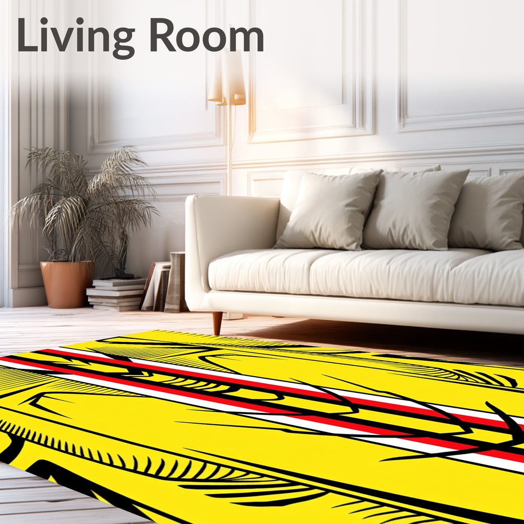 Bold Yellow Red Black Geometric Stripes Rug