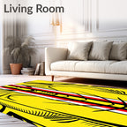 Bold Yellow Red Black Geometric Stripes Rug