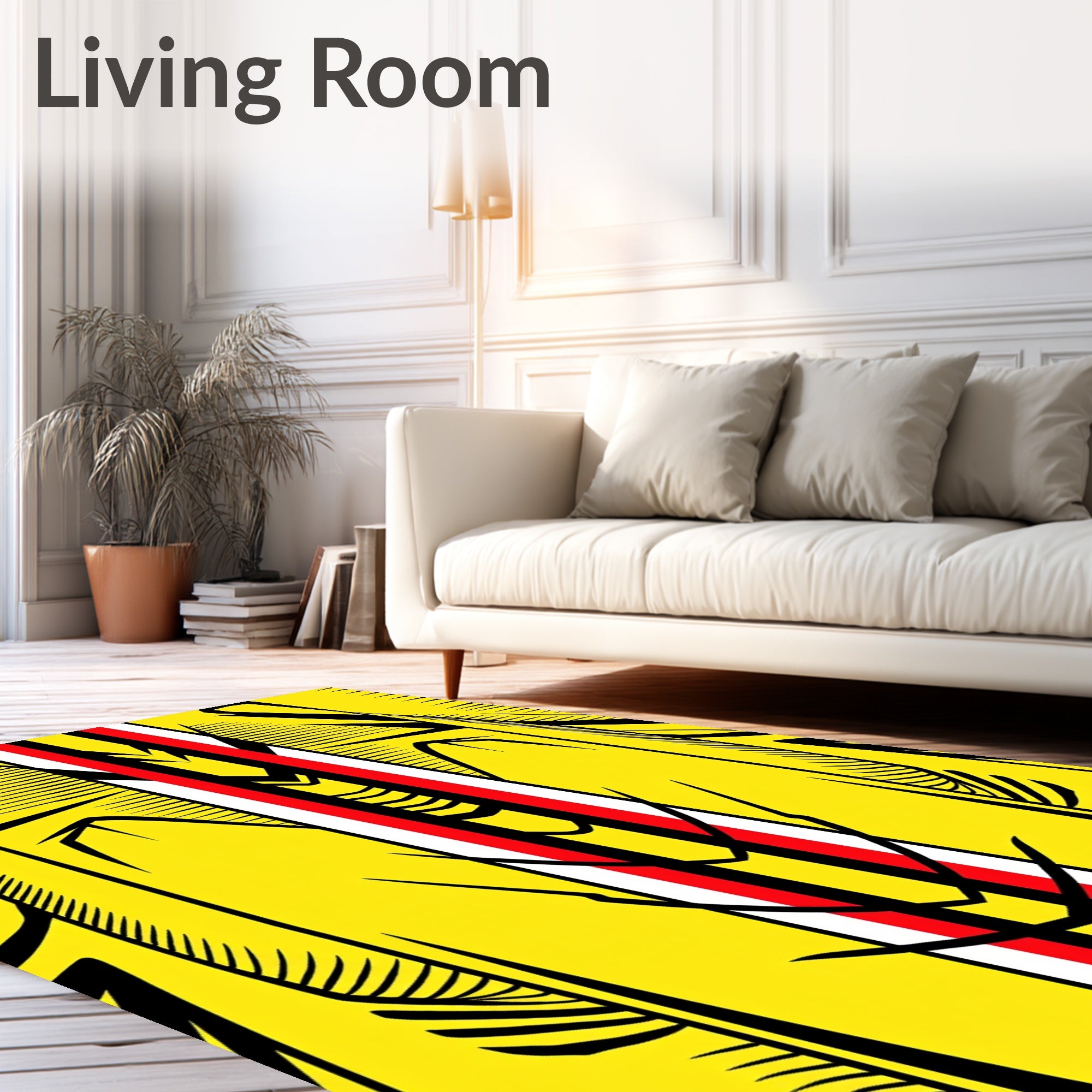 Bold Yellow Red Black Geometric Stripes Rug