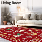 Merry Christmas Red Snowflake Holiday Rug