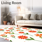 Retro Orange Daisy Meadow Rug