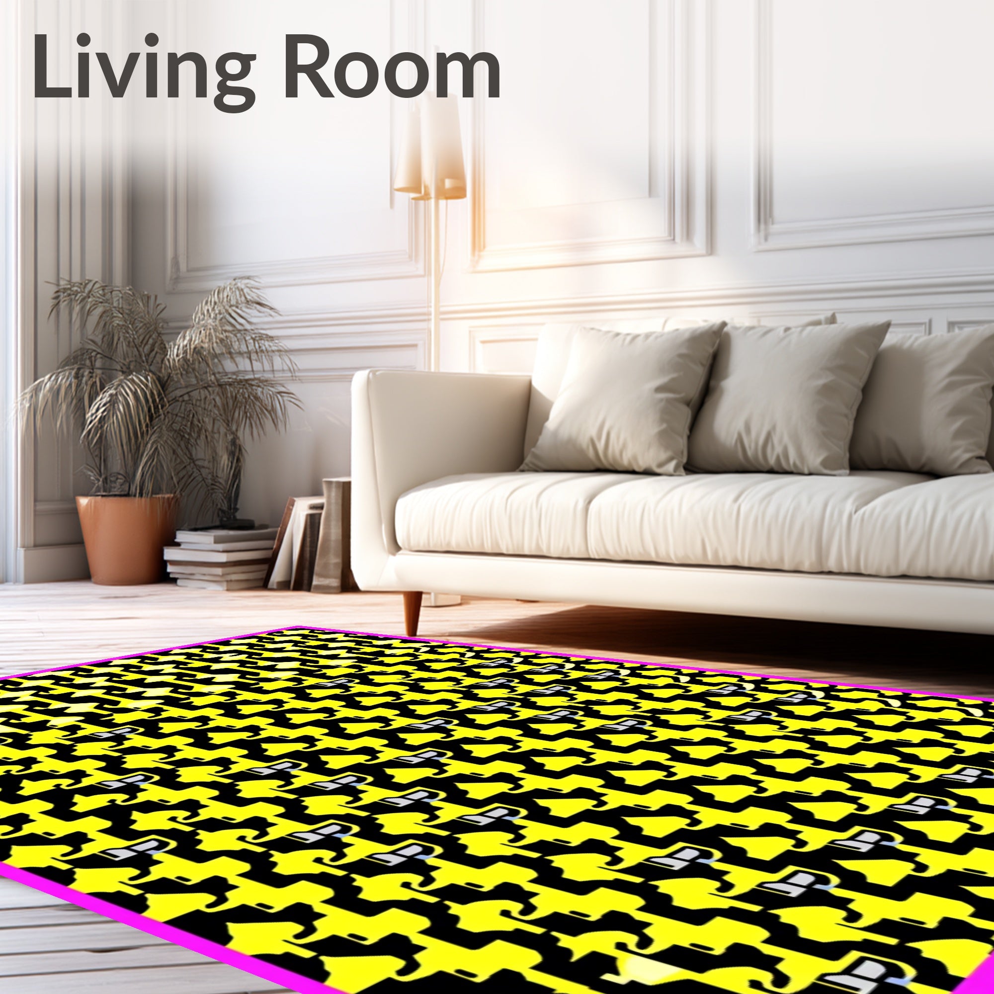 Bold Yellow Abstract Jigsaw Puzzle Rug