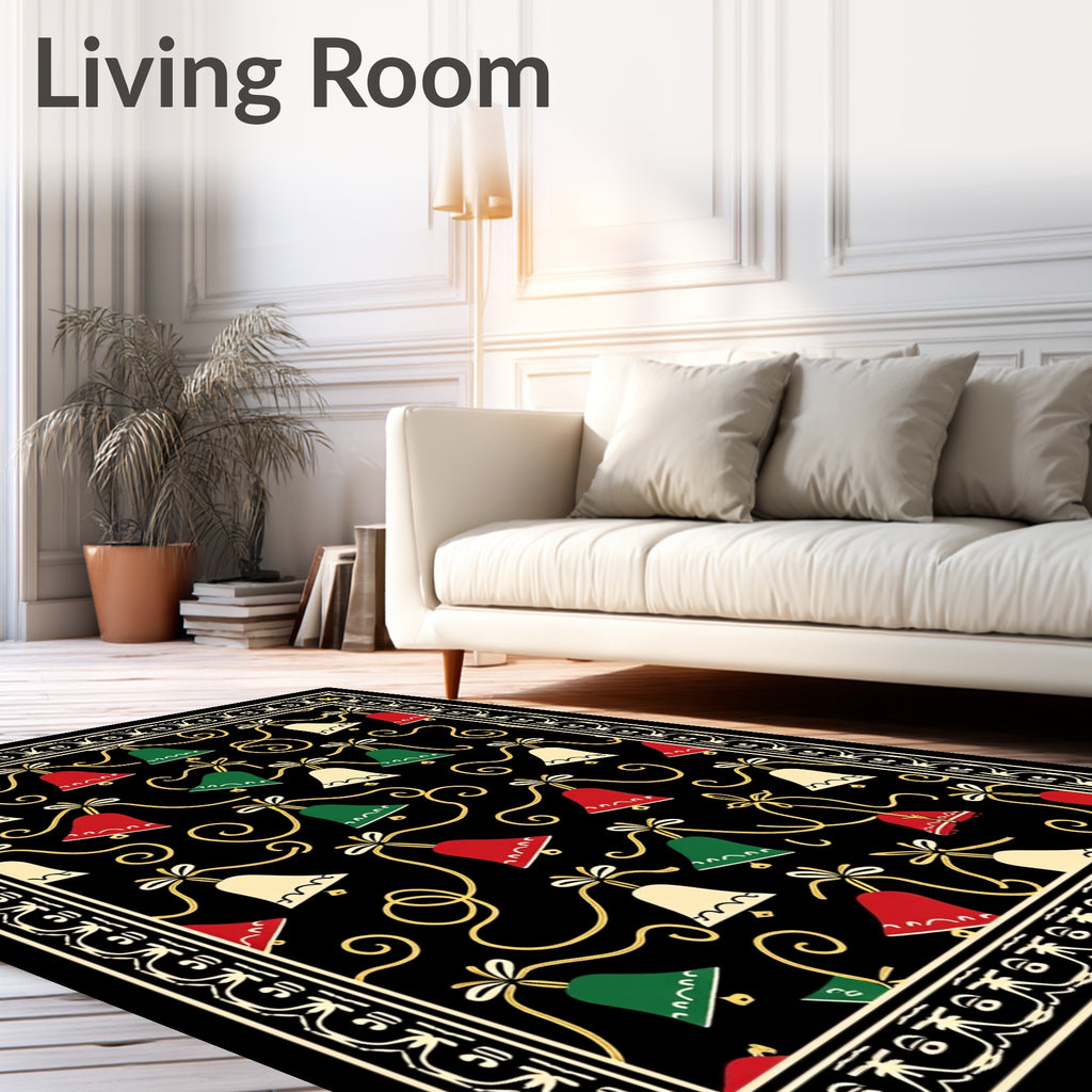Festive Red Green Bell Garland Rug
