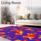 Vibrant Blue Red Organic Waves Rug