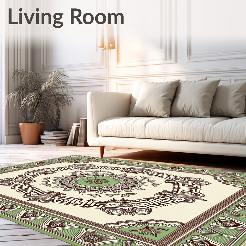 Cream Jade Art Nouveau Medallion Rug