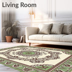 Cream Jade Art Nouveau Medallion Rug