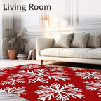 Winter White Iced Crystal Snowflakes Rug
