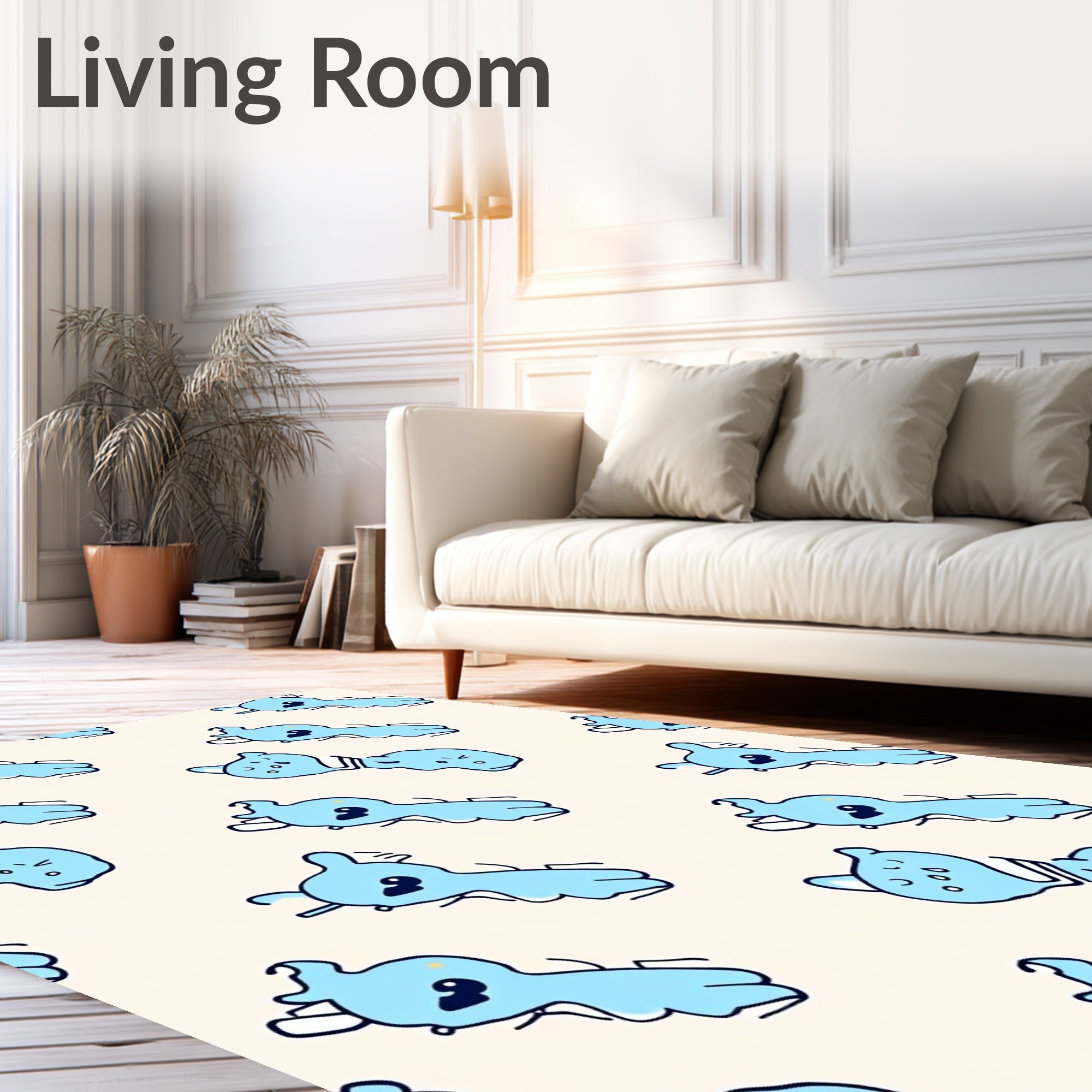 Wavy Blue Creature All Over Rug