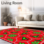 Green Dinosaur Red Floral Net Rug