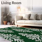 Emerald Green Ornate Floral Medallions Rug