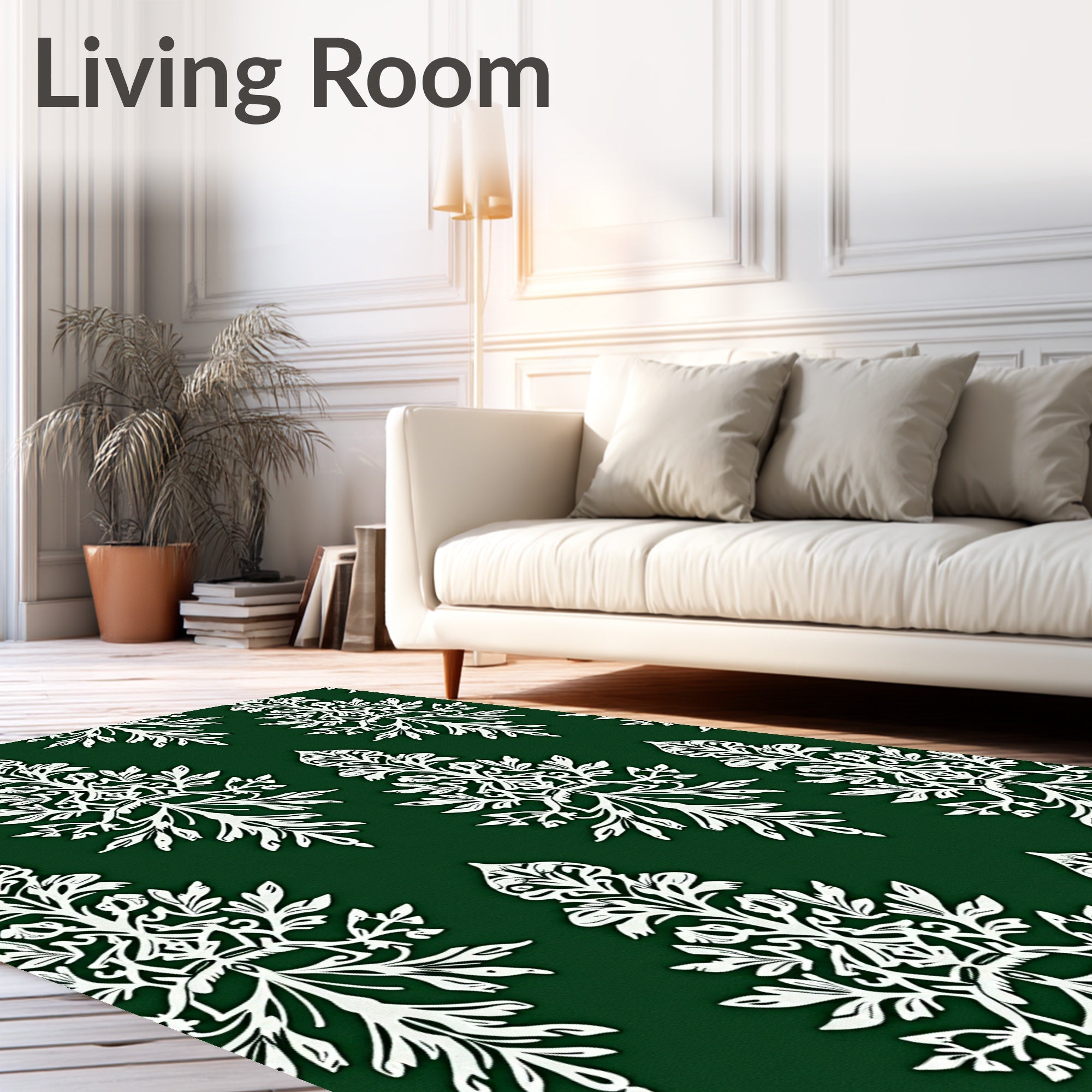 Emerald Green Ornate Floral Medallions Rug