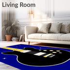 Retro Black Guitar Starry Night Rug