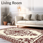 Crimson Baroque Floral Medallion Border Rug
