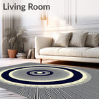 Navy Cream Concentric Sunburst Rug